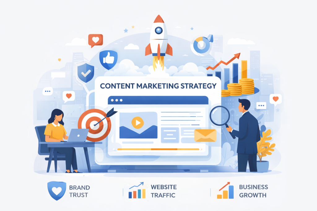 content marketing strategy supporting SEO, website traffic, and business growth