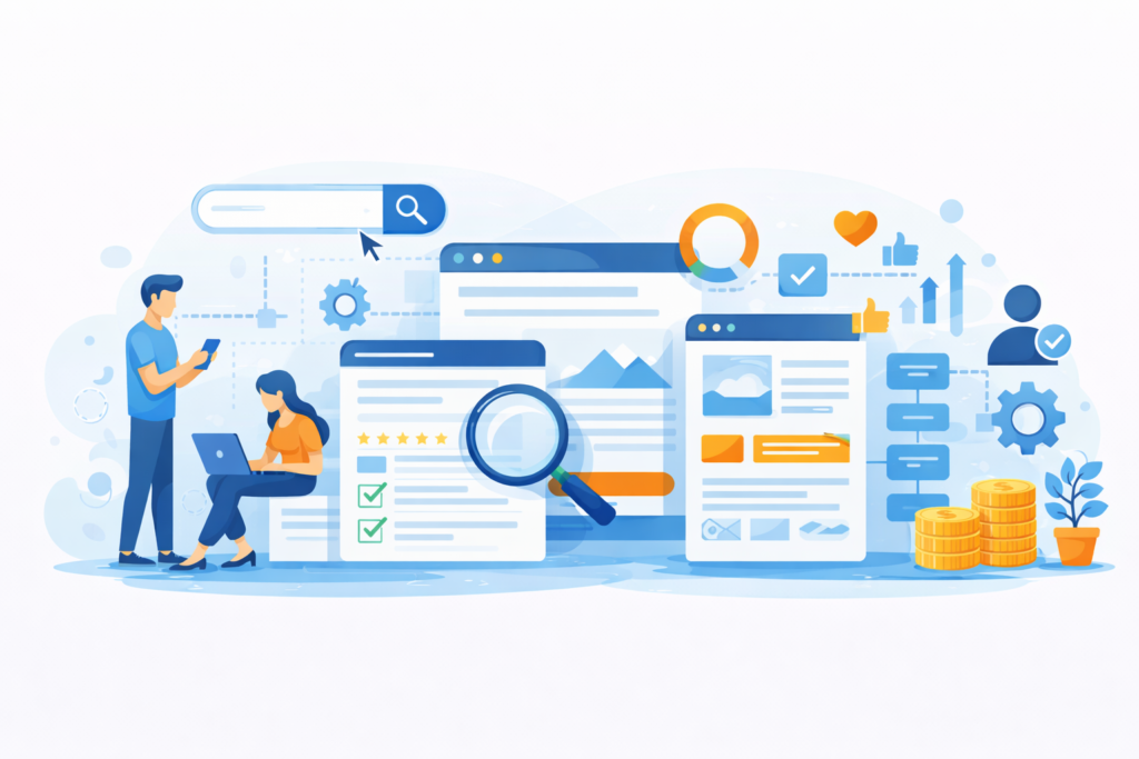 Content aligned with search intent showing users, relevant pages, and engagement signals