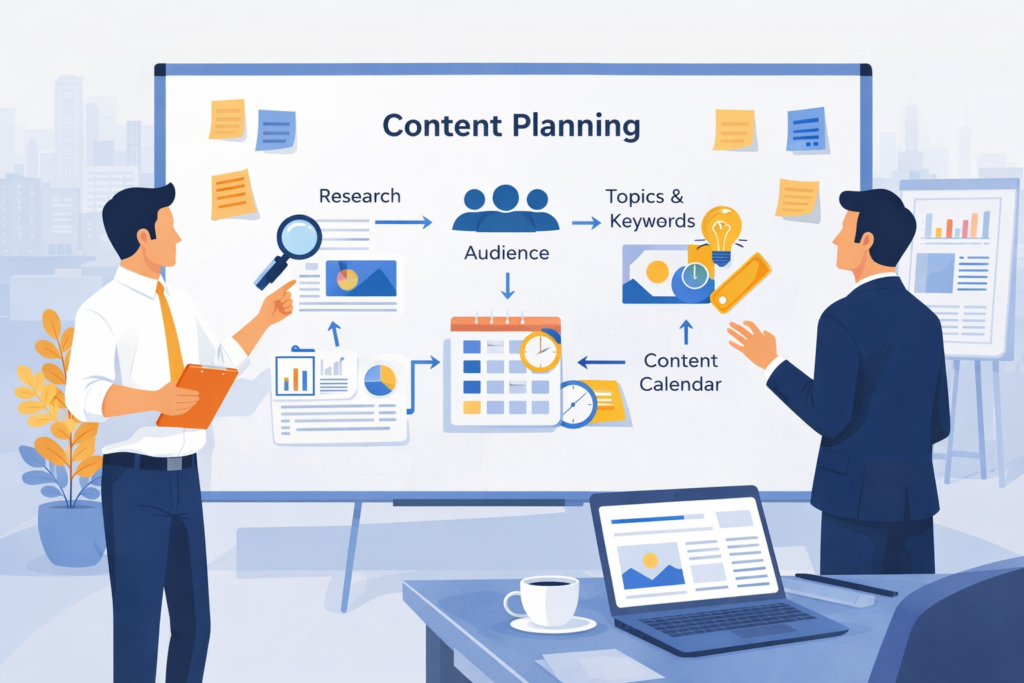 content marketing strategy roadmap showing planning creation distribution and optimization