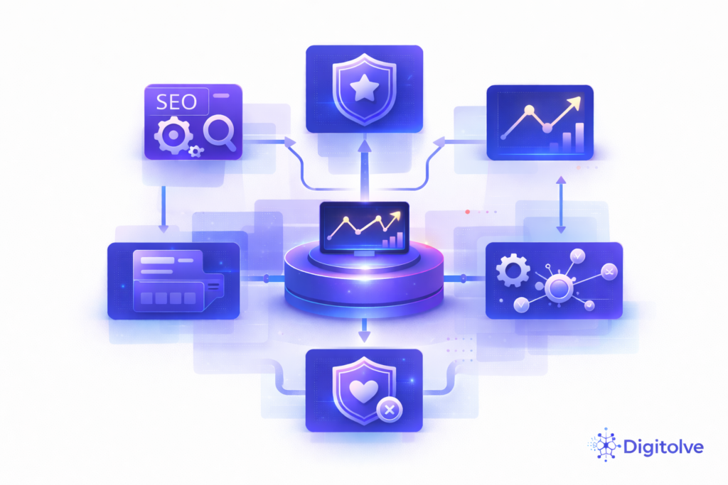 Digital systems architecture framework showing connected growth layers