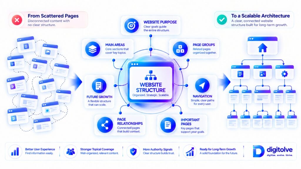 SEO-friendly website structure organized for long-term website growth