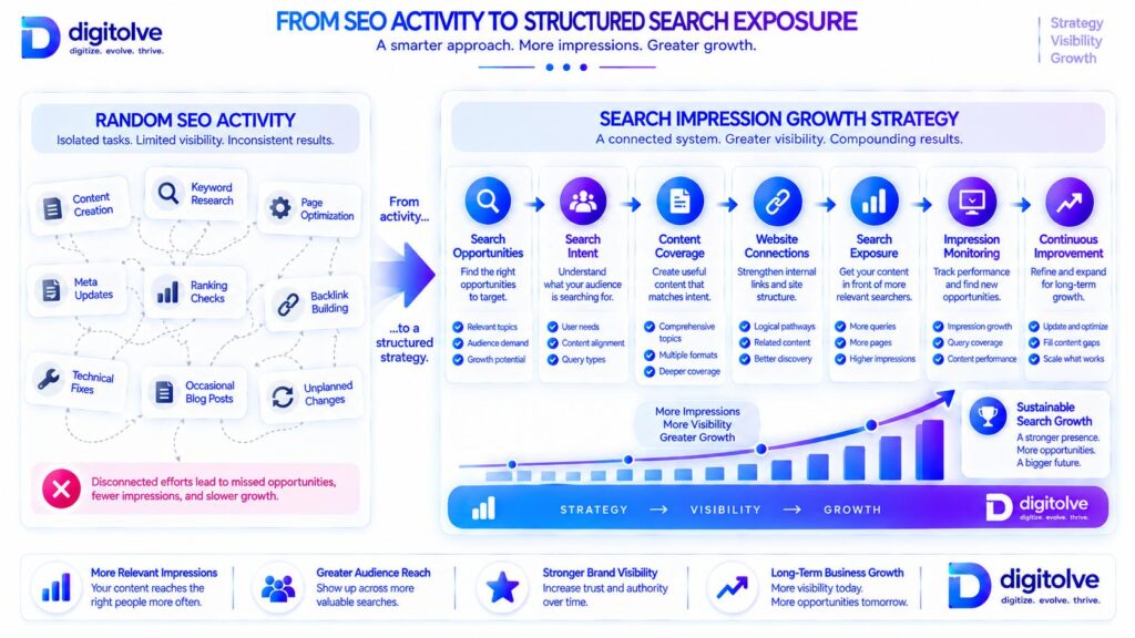 Transformation from random SEO activities to a structured search impression growth strategy